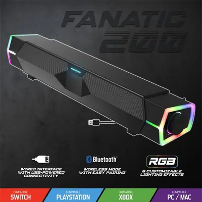 Spirit of Gamer Hangszóró 2.0 - Fanatic 200 (Multiplatform, Bluetooth/USB, fekete) – 2. kép