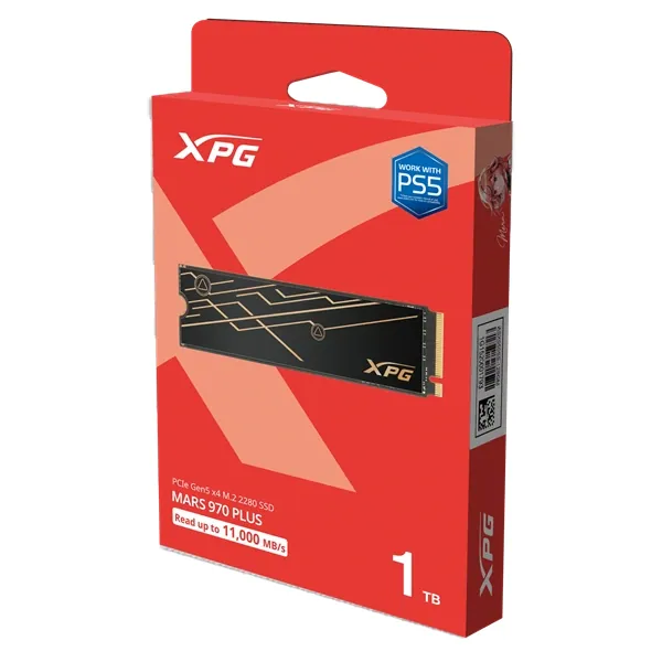 ADATA SSD - 1TB XPG MARS 970 BLADE PLUS (3D, M.2 PCI-E Gen 5x4, Olvasás: 10500 MB/s, Írás: 9500 MB/s)