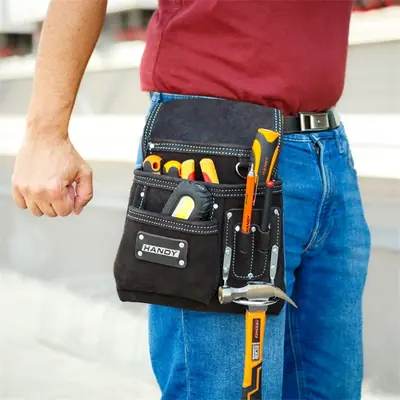 Handy bőr szerszámtartó táska - 10260A (derékövvel, Fekete) – 2. kép