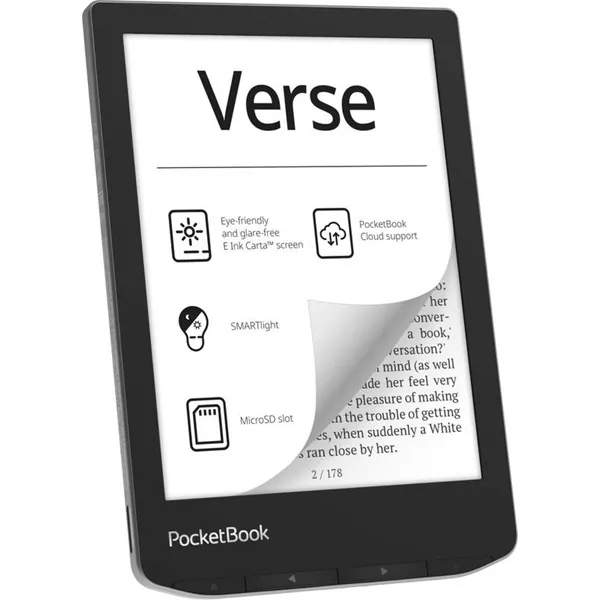 POCKETBOOK e-Reader - PB629 VERSE Mist Grey (6"E Ink Carta, Cpu: 1GHz,512MB,8GB,1500mAh, wifi,mSD, kép megvilágítás) – 3. kép
