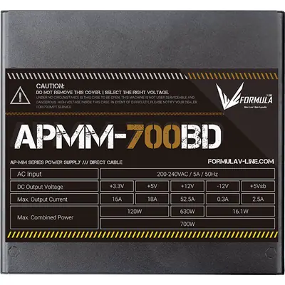 Formula Tápegység 700W - APMM-700BD (80 Plus Bronze, ATX3.1/PCIe 5.1, Aktív PFC, 12cm) – 2. kép