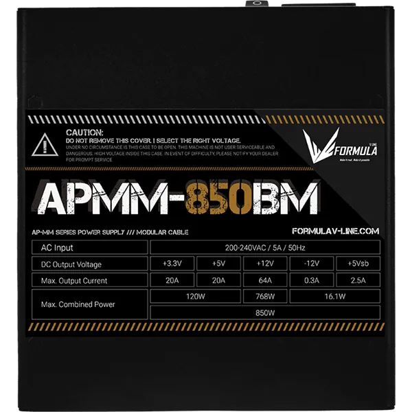 Formula Tápegység 850W - APMM-850BM (80 Plus Bronze, ATX3.1/PCIe 5.1, Aktív PFC, 14cm, Full Moduláris) – 2. kép