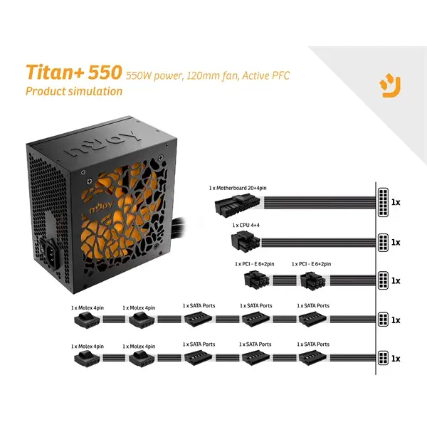 NJOY Titan+ 550 80+ 550W táp – 5. kép