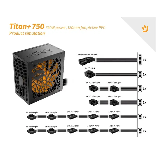 NJOY Titan+ 750 80+ 750W táp – 4. kép