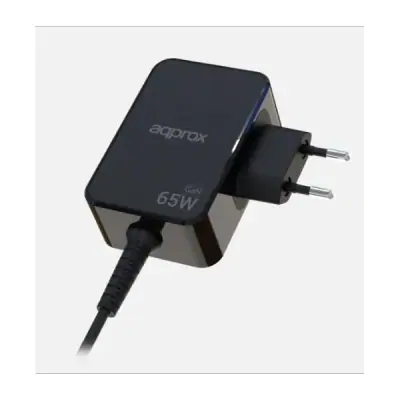 APPROX Telefontöltő - USB Type-C, 65W gyorstöltő + 1.8m kábel, Fekete