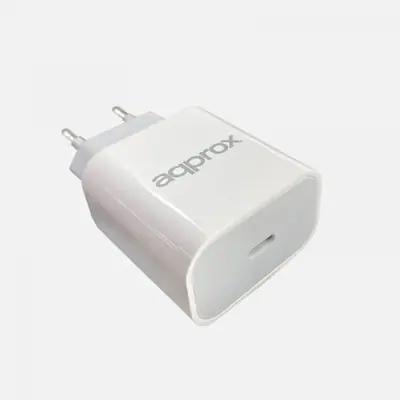 APPROX Telefontöltő - 1db USB-C, 5VDC/3A or 9VDC/2.22A or 12V/1.67A, Fehér