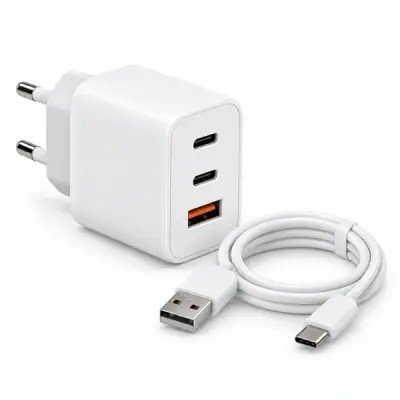 APPROX Telefontöltő - USB Type-C, USB-A port, 35W gyorstöltő + 1m USB Type-C kábel, Fehér