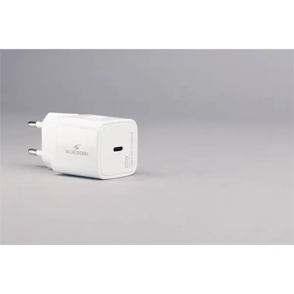 Bluestork Hálózati töltő - PW-20-C (USB-C, 20W, fehér) – 2. kép