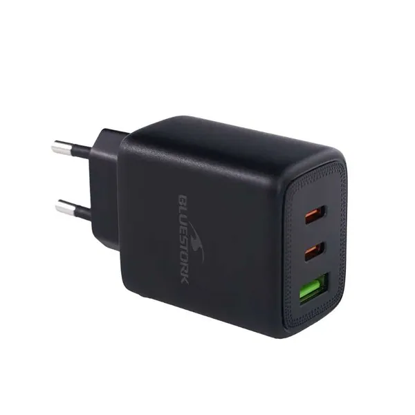 Bluestork Hálózati töltő - PW-65-CCA-B (2xUSB-C, USB-A, 65W, 2m kábel, fekete) – 4. kép