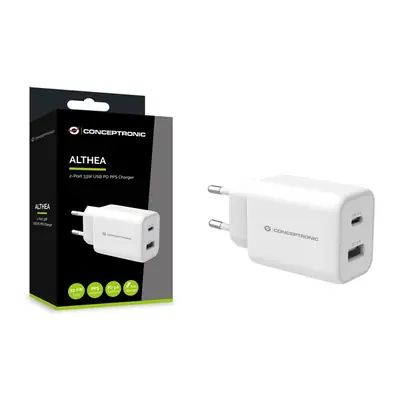 Conceptronic telefon töltő adapter - ALTHEA11W (USB-C+USB-A, 33W, fehér) – 2. kép