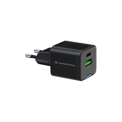 Conceptronic telefon töltő adapter - ALTHEA15B (USB-C+USB-A, 20W, fekete) – 2. kép