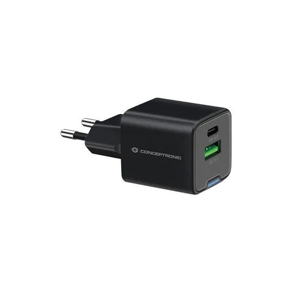 Conceptronic telefon töltő adapter - ALTHEA15B (USB-C+USB-A, 20W, fekete) – 2. kép