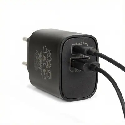 Delight Telefon töltő  - 1db Type-C + 1db USB PD20W gyorstöltéssel, Fekete – 2. kép