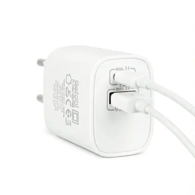Delight Telefon töltő - 1db Type-C + 1db USB PD20W gyorstöltéssel, Fehér – 2. kép