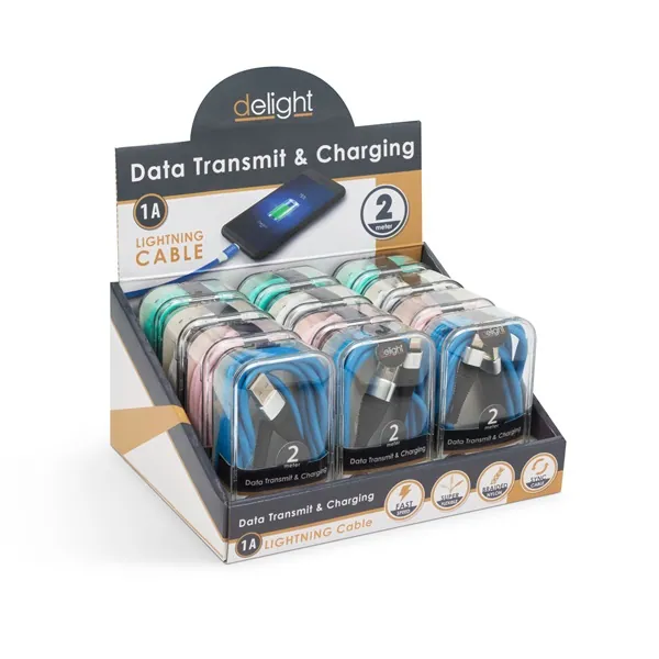 Delight kábel - Iphone Lightning töltőkábel, 2m, színes – 3. kép