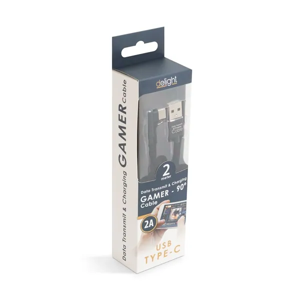 Delight kábel - USB-C töltőkábel (USB - USB Type-C apa be-/kimenet; 2m, fekete) – 2. kép