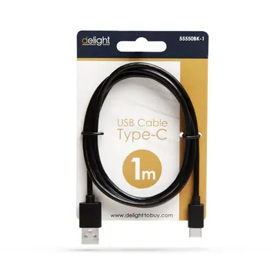 Delight kábel - USB-C töltőkábel (USB-C apa be-/kimenet; 1m, fekete) – 2. kép