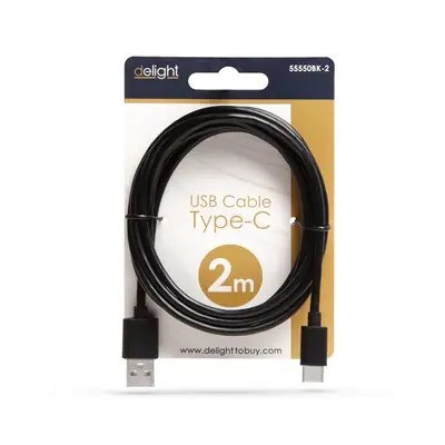 Delight kábel - USB-C töltőkábel (USB-C apa be-/kimenet; 2m, fekete) – 2. kép