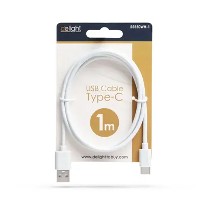 Delight kábel - USB-C töltőkábel (USB-C apa be-/kimenet; 1m, fehér) – 2. kép