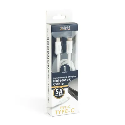 Delight kábel - Type-C - Type-C töltőkábel - adatkábel 5 A - 240 W, 1m, fehér