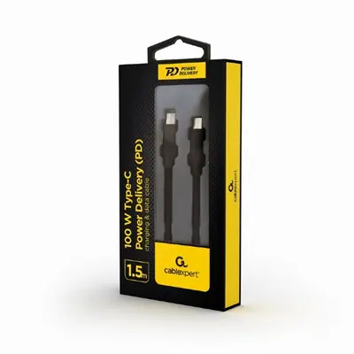 Gembird 100 W Type-C Power Delivery (PD) charging & data cable, 1.5 m Black