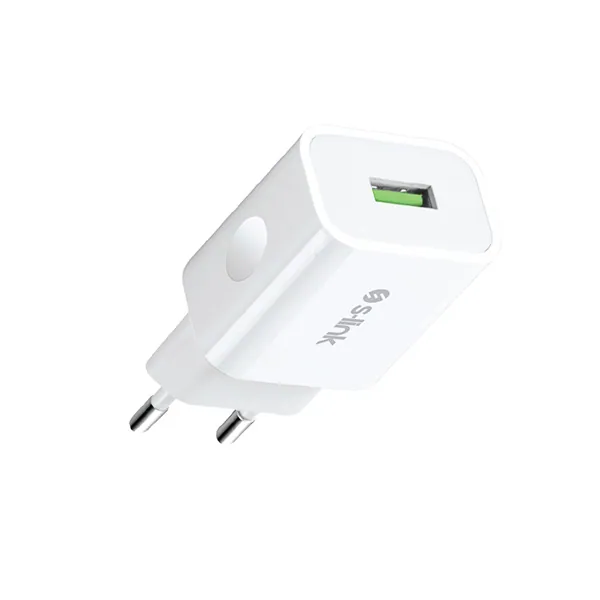 S-Link Hálózati töltő - AND-EC14B Lightning (1db USB, 5V/1A, 5W, Lightning-USB 100cm adat+töltőkábel, fehér) – 2. kép