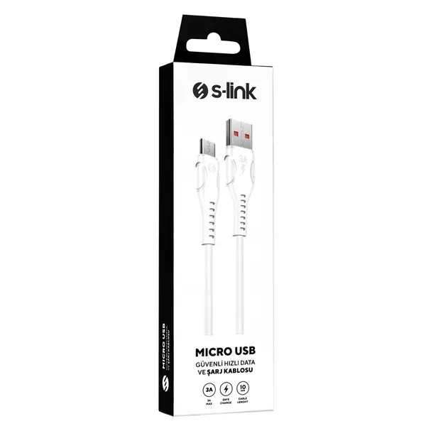 S-Link kábel - SL-X241 (2.4A, 12W, Gyorstöltés, Micro USB, 100cm adat+töltőkábel, fekete) – 2. kép