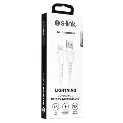 S-Link kábel - SL-X242 (3A, 12W, Gyorstöltés, Lightning, 100cm adat+töltőkábel, fehér) – 2. kép