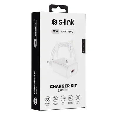 S-Link Hálózati töltő - SL-EC40L (1db USB, 5V/2.4A, 12W, Gyorstöltés, Lightning-USB 100cm adat+töltőkábel, fehér) – 2. kép