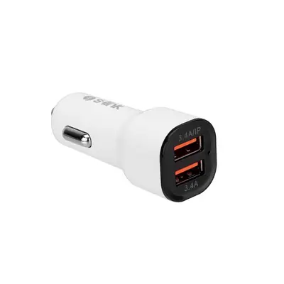 S-Link Autós töltő - SL-EC30M (2db USB, 5V/2.4A/3,4A, 17W, Micro usb, 100cm adat+töltőkábel, fehér) – 2. kép