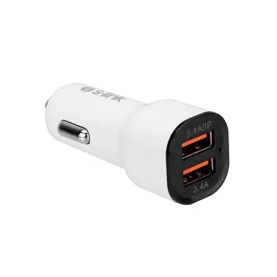 S-Link Autós töltő - SL-EC30L (2db USB, 5V/2.4A/3,4A, 17W, Lightning, 100cm adat+töltőkábel, fehér) – 2. kép