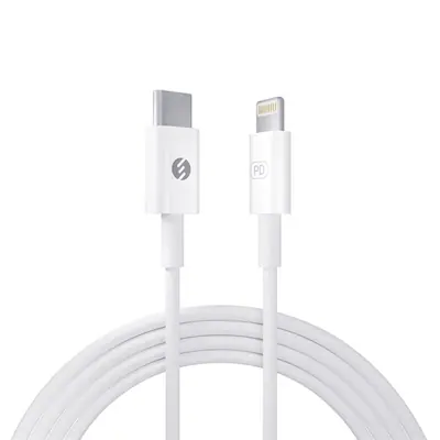 S-Link kábel - SL-C120 (2A, 20W, Gyorstöltés, Type-C to Lightning, adat+töltőkábel, fehér, 1m)