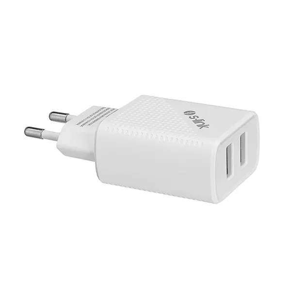 S-Link Hálózati töltő - SL-EC50L (2db USB, 5V/3A, 12W, Gyorstöltés, Lightning, 100cm adat+töltőkábel, fehér) – 2. kép