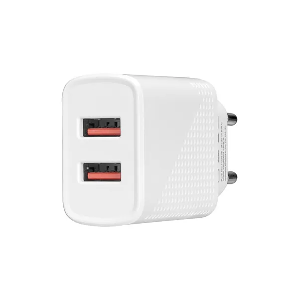 S-Link Hálózati töltő - SL-EC50L (2db USB, 5V/3A, 12W, Gyorstöltés, Lightning, 100cm adat+töltőkábel, fehér) – 3. kép