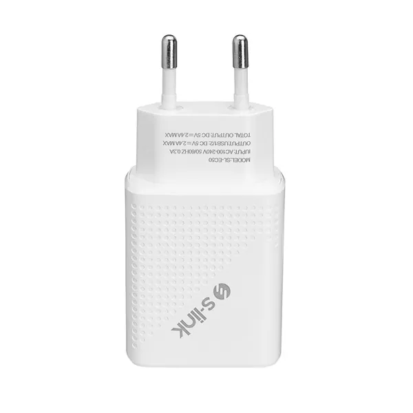 S-Link Hálózati töltő - SL-EC50L (2db USB, 5V/3A, 12W, Gyorstöltés, Lightning, 100cm adat+töltőkábel, fehér) – 4. kép