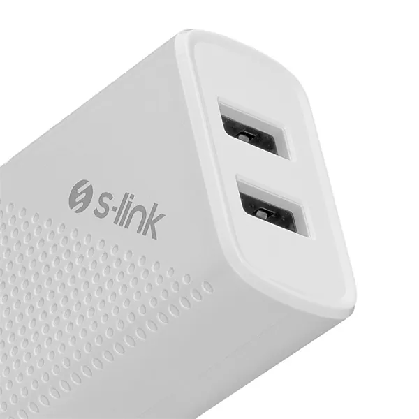 S-Link Hálózati töltő - SL-EC50L (2db USB, 5V/3A, 12W, Gyorstöltés, Lightning, 100cm adat+töltőkábel, fehér) – 5. kép