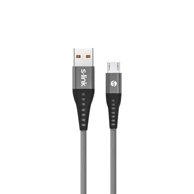 S-Link kábel - SL-STM60M (3A, 12W, Gyorstöltés, MicroUSB, 100cm adat+töltőkábel, szürke) – 2. kép
