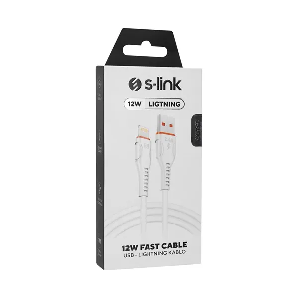 S-Link kábel - SL-X207E (2A, 12W, Gyorstöltés, Lightning, adat+töltőkábel, fehér, 1m) – 5. kép