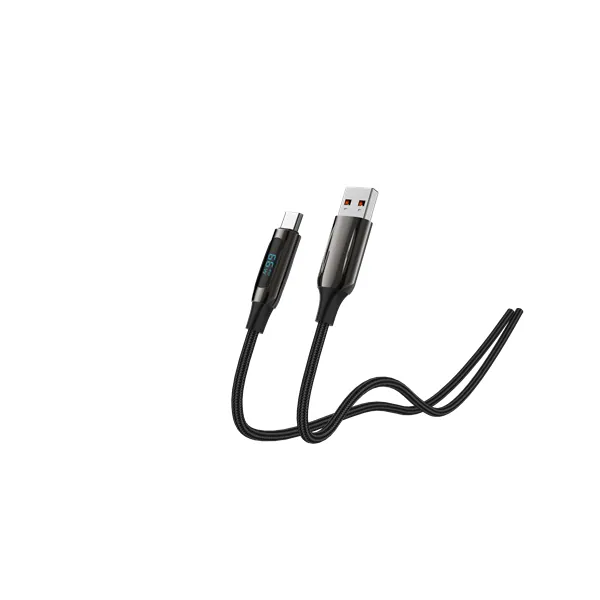S-Link kábel - UC-066 (LED kijelző, 66W, Gyorstöltés, Type-C, 100cm adat+töltőkábel, fekete, fonott) – 5. kép