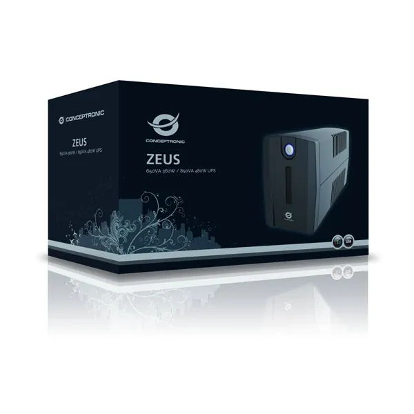 Conceptronic Szünetmentes 850VA - ZEUS02ES (2x Schuko, line-interaktív, RJ45 vonalvédelem, USB, fekete) – 3. kép