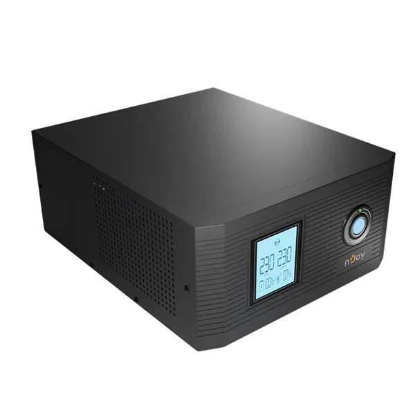 NJOY Inverter - Aira 1200 (2 Schuko, Szinusz hullám, Akku Támogatás: 40Ah-200Ah, AVR, fekete) – 3. kép