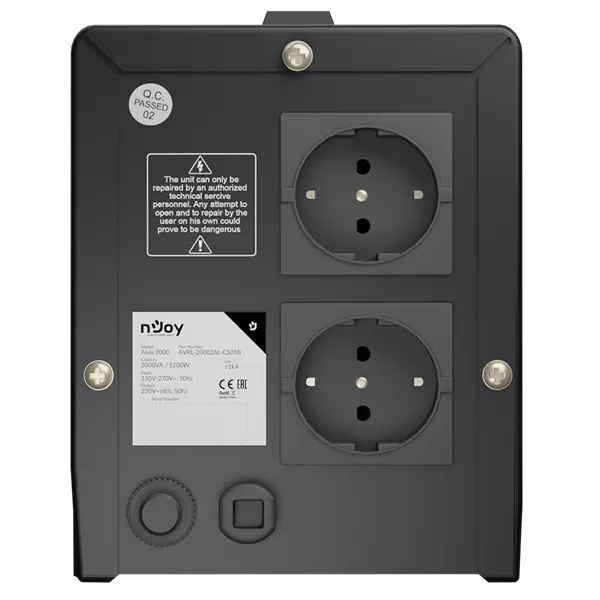 NJOY Toroid Transzformátor 2000VA - Alvis 2000 AVR (Kimenet: 2x Shucko, LCD kijelző, indítás késleltetés) – 3. kép