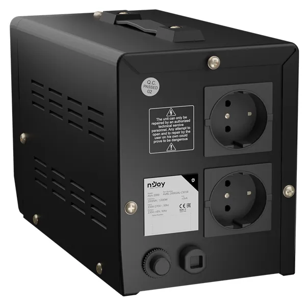 NJOY Toroid Transzformátor 2000VA - Alvis 2000 AVR (Kimenet: 2x Shucko, LCD kijelző, indítás késleltetés) – 5. kép