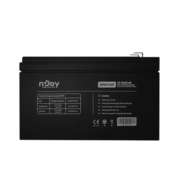 NJOY Szünetmentes akkumulátor - GPL07122F (12V/7Ah, Long-life, T2/F2, zárt, gondozás mentes, AGM) – 3. kép