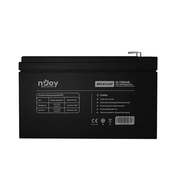 NJOY Szünetmentes akkumulátor - GPL07122F (12V/7Ah, Long-life, T2/F2, zárt, gondozás mentes, AGM) – 4. kép