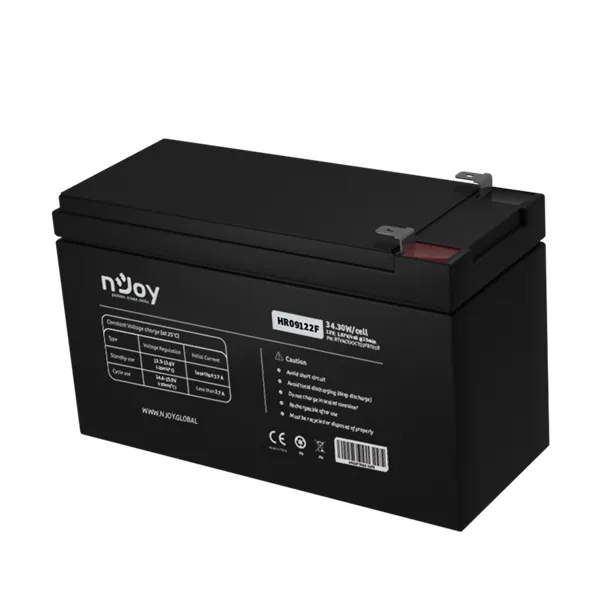 NJOY Szünetmentes akkumulátor - HR09122F (12V/9Ah, High Rate Discharge, Long-life, T2/F2, zárt, gondozás mentes, AGM) – 6. kép