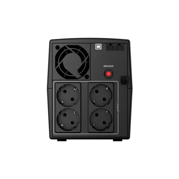 NJOY Szünetmentes 1500VA - Keen 1500 USB (4 Schuko, line-interaktív, USB menedzsment, RJ11/45 vonalvédelem, fekete) – 4. kép