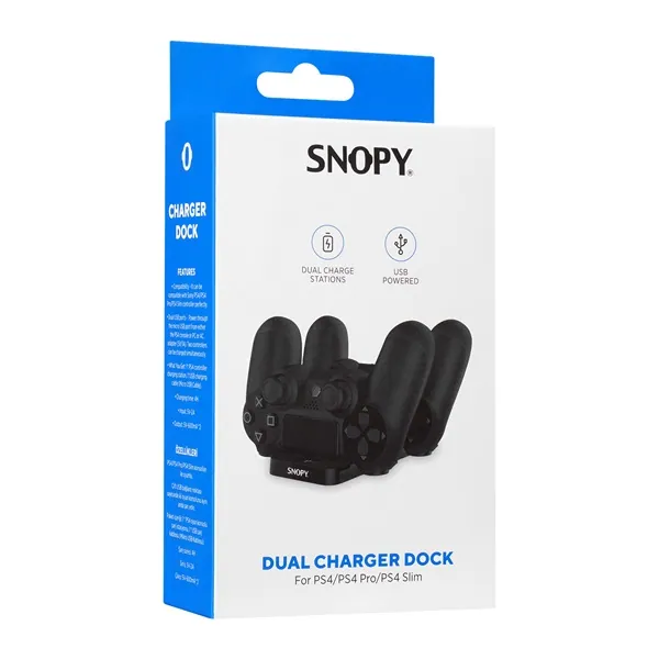 Snopy Gamepad töltő - SG-PS4 (dokkoló 2x PS4 kontroller töltéséhez, fekete) – 5. kép