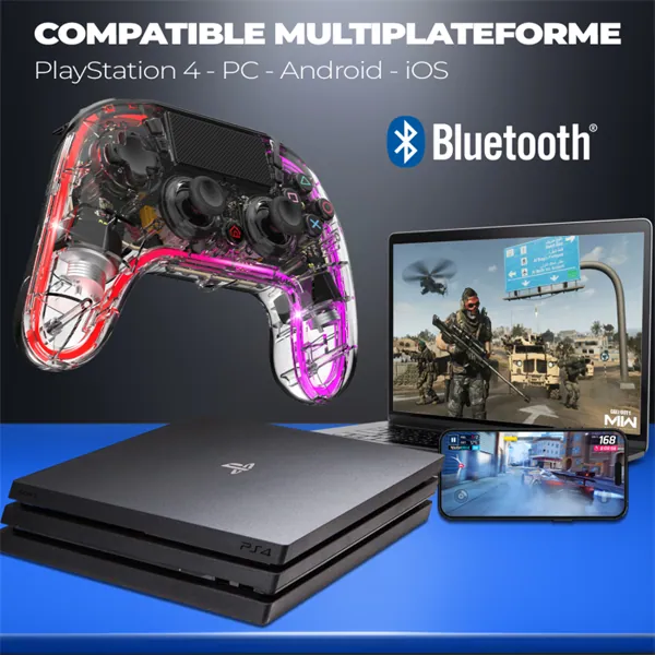 Spirit of Gamer Gamepad Vezeték Nélküli - NEON BT RGB (PC/PS3/PS4/iOS/Android, Bluetooth, RGB, átlátszó) – 2. kép
