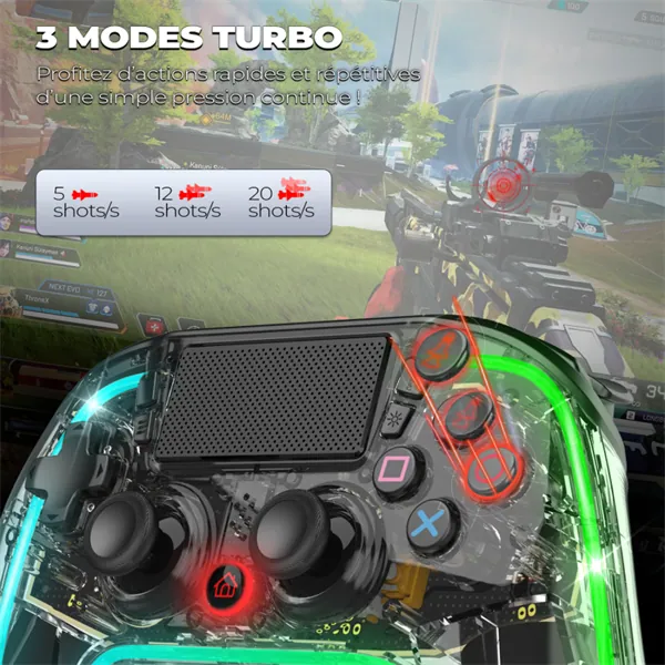Spirit of Gamer Gamepad Vezeték Nélküli - NEON BT RGB (PC/PS3/PS4/iOS/Android, Bluetooth, RGB, átlátszó) – 3. kép